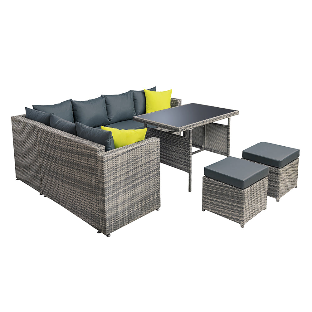 Toorak Deluxe 9 Seater Outdoor Dining Set - Grey